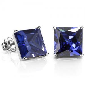 2.12 CT LAB TANZANITE 10KT SOLID GOLD EARRINGSB STUD