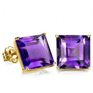 ALLURING ! 2.28 CT AMETHYST 10KT SOLID GOLD EARRINGS STUD