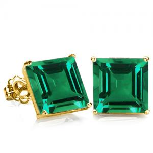 BEAUTIFUL ! 1.75 CT EUROPEAN EMERALD (VS) 10KT SOLID GOLD EARRINGS STUD