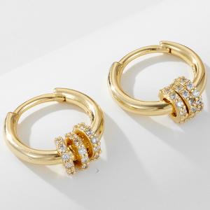 NEW! CREATE WHITE SAPPHIRE 18K YELLOW GOLD OVER SILVER EARRINGS