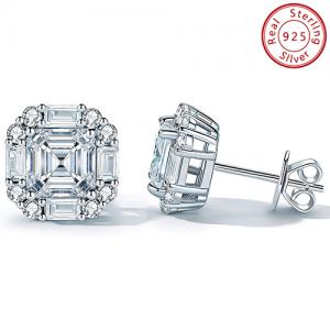 NEW! 2.00 CT CREATED WHITE SAPPHIRE 18K WHITE GOLD OVER STERLING SILVER EARRINGS