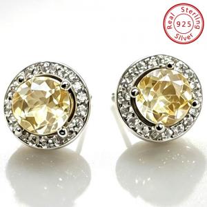 LOVELY !  CT CITRINE 925 STERLING SILVER EARRINGS