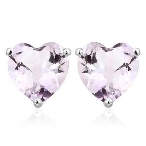 IRRESISTIBLE ! 14K WHITE GOLD OVER SOLID STERLING SILVER 1.00 CT PINK AMETHYST EARRINGS STUD