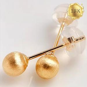 4MM RIGATO ENGRAVING GOLD BALL 18KT SOLID GOLD EARRINGS STUD