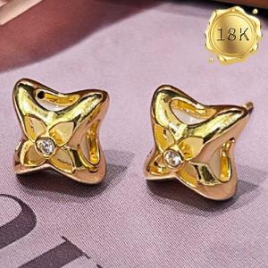 NEW! DIAMOND MOISSANITE 18KT SOLID GOLD EARRINGS