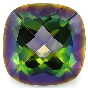 PERFECT ! 3.97 CT GREEN MYSTIC GEMSTONE MAGICAL GREEN RAINBOW CUSHION CUT LOOSE GEMSTONE