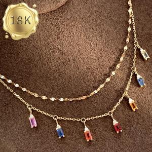LUXURY COLLECTION ! 2.00 CT GENUINE SAPPHIRE & GENUINE DIAMOND 18KT SOLID GOLD NECKLACE