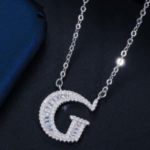 NEW! SPARKLING CREATED WHITE SAPPHIRE 18K WHITE GOLD PLATED GERMAN SILVER NECKLACE