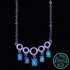 NEW!! GENUINE ETHIOPIAN OPAL 925 STERLING SILVER NECKLACE