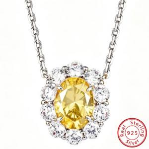 LOVELY !  CT CITRINE 925 STERLING SILVER NECKLACE