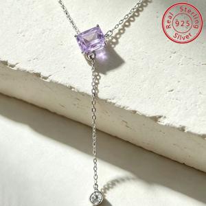 LOVELY !  CT AMETHYST 925 STERLING SILVER NECKLACE
