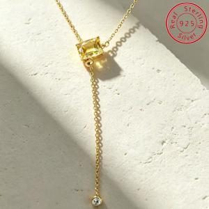 LOVELY !  CT CITRINE 925 STERLING SILVER NECKLACE