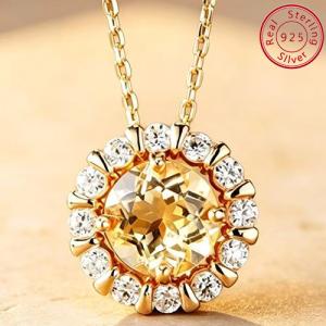 LOVELY !  CT CITRINE 925 STERLING SILVER NECKLACE
