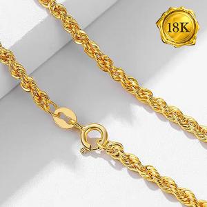 45CM AU750 ROPE CHAIN 18KT SOLID GOLD NECKLACE