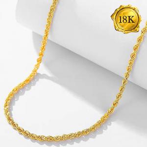 50CM AU750 ROPE CHAIN 18KT SOLID GOLD NECKLACE