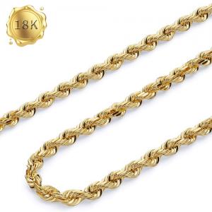 50CM 1.2G AU750 ROPE CHAIN 18KT SOLID GOLD NECKLACE