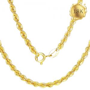 55CM 1.2G AU750 ROPE CHAIN 18KT SOLID GOLD NECKLACE