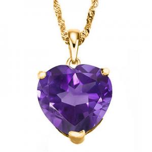 PRECIOUS ! 1/2 CT AMETHYST 10KT SOLID GOLD PENDANT