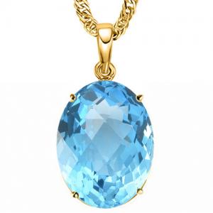SPLENDID ! 2.07 CT BABY SWISS BLUE TOPAZ 10KT SOLID GOLD PENDANT