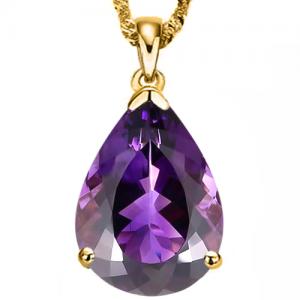 SUPERB ! 4.50 CT AMETHYST 10KT SOLID GOLD PENDANT