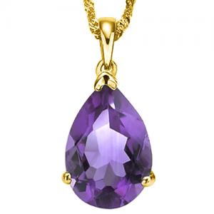 ELEGANT ! 2/5 CT AMETHYST 10KT SOLID GOLD PENDANT