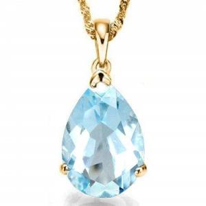 IMMACULATE ! 1/2 CT BABY SWISS BLUE TOPAZ 10KT SOLID GOLD PENDANT