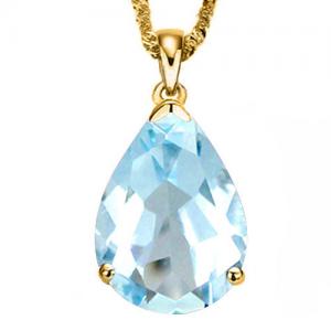 ALLURING ! 1.92 CT BABY SWISS BLUE TOPAZ 10KT SOLID GOLD PENDANT