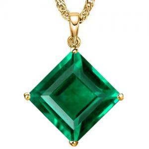 3.45 CT EUROPEAN EMERALD 10KT SOLID GOLD PENDANT