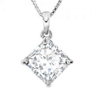 AWESOME ! 1.85 CT CREATED WHITE SAPPHIRE (VS) 14K SOLID GOLD PENDANT
