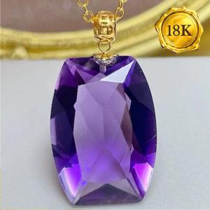 NEW!! 13X18MM AMETHYST 18KT SOLID GOLD PENDANT