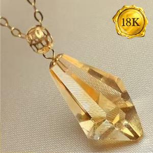 NEW!! 5 CT 7X17MM CITRINE 5.00 CT CITRINE 18KT SOLID GOLD PENDANT