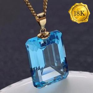 PRICELESS ! 10.00 CT BABY SWISS BLUE TOPAZ 18KT SOLID GOLD PENDANT