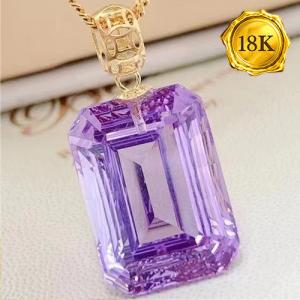 NEW!! 10X14MM OCTAGON CUT AMETHYST 18KT SOLID GOLD PENDANT