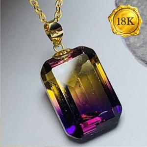 NEW!! 10X14MM OCTAGON CUT AMETRINE 18KT SOLID GOLD PENDANT