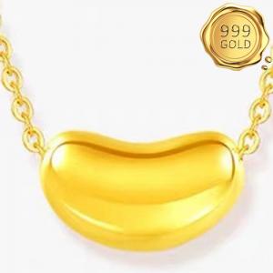 ELITE ! HOLLOW BEAN 24KT SOLID GOLD PALTED PENDANT