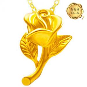 AWESOME ! 999 PURE GOLD ROSE 24KT SOLID GOLD PENDANT