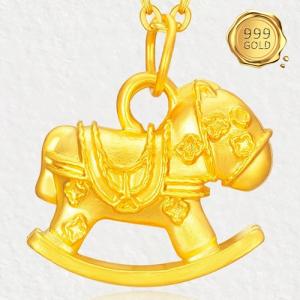 AWESOME ! 999 PURE GOLD LUCKY HORSE 24KT SOLID GOLD PENDANT