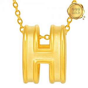 AWESOME ! 999 PURE GOLD LETTER H 24KT SOLID GOLD PENDANT