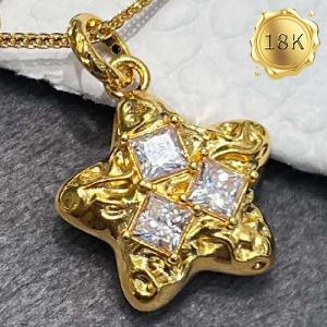 NEW! DIAMOND MOISSANITE 18KT SOLID GOLD FILLED PENDANT