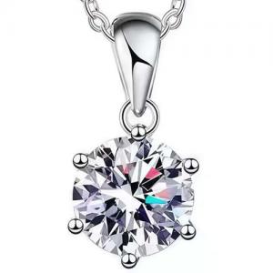 (CERTIFICATE REPORT) 1.00 CT DIAMOND MOISSANITE 14K WHITE GOLD OVER STERLING SILVER PENDANT