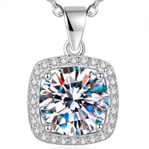(CERTIFICATE REPORT) 1.00 CT DIAMOND MOISSANITE 14K WHITE GOLD OVER STERLING SILVER PENDANT