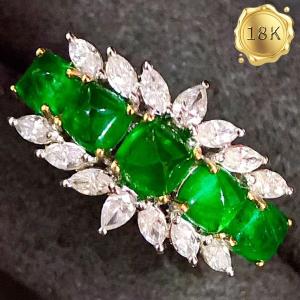 LUXURY COLLECTION ! (CERTIFICATE REPORT) 1.50 CT GENUINE EMERALD & 1.30 CT GENUINE DIAMOND 18KT SOLID GOLD RING