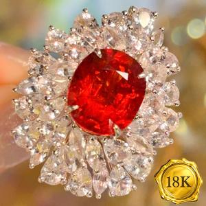 LUXURY COLLECTION ! 4.90 CT GENUINE RUBY & 2.80 CT GENUINE WHITE SAPPHIRE WITH 0.15 CT GENUINE DIAMOND 18KT SOLID GOLD TWO WAY RING