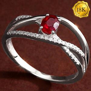 LUXURY COLLECTION ! 3/4 CT GENUINE RUBY & 1/5 CT GENUINE DIAMOND 18KT SOLID GOLD RING