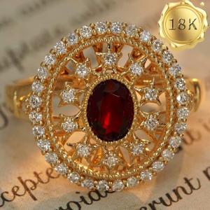 LUXURY COLLECTION ! 0.65 CT GENUINE RUBY & 0.40 CT GENUINE DIAMOND 18KT SOLID GOLD RING