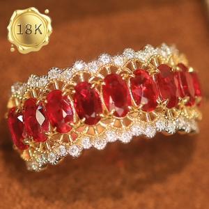 LUXURY COLLECTION ! (CERTIFICATE REPORT) 1.86 CT GENUINE MOZAMBIQUE RUBY & 0.19 CT GENUINE DIAMOND 18KT SOLID GOLD RING