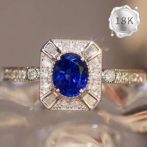 LUXURY COLLECTION ! (CERTIFICATE REPORT) 0.60 CT GENUINE SRI LANKA SAPPHIRE & 0.21 CT GENUINE DIAMOND 18KT SOLID GOLD RING