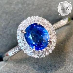 LUXURY COLLECTION ! (CERTIFICATE REPORT) 1.00 CT GENUINE SAPPHIRE & 0.35 CT GENUINE DIAMOND 18KT SOLID GOLD RING