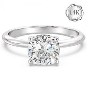 Guaranteed lowest price on Internet !- Ring - 14 kt. White gold - 1.00 ct. tw. Genuine Cushion Cut Diamond (Lab-grown)