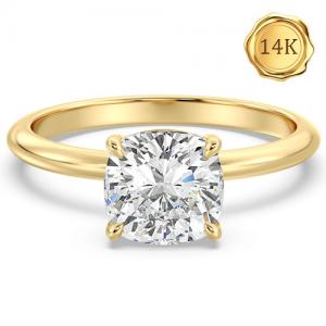 Guaranteed lowest price on Internet !- Ring - 14 kt. Yellow gold - 1.00 ct. tw. Genuine Cushion Cut Diamond (Lab-grown)